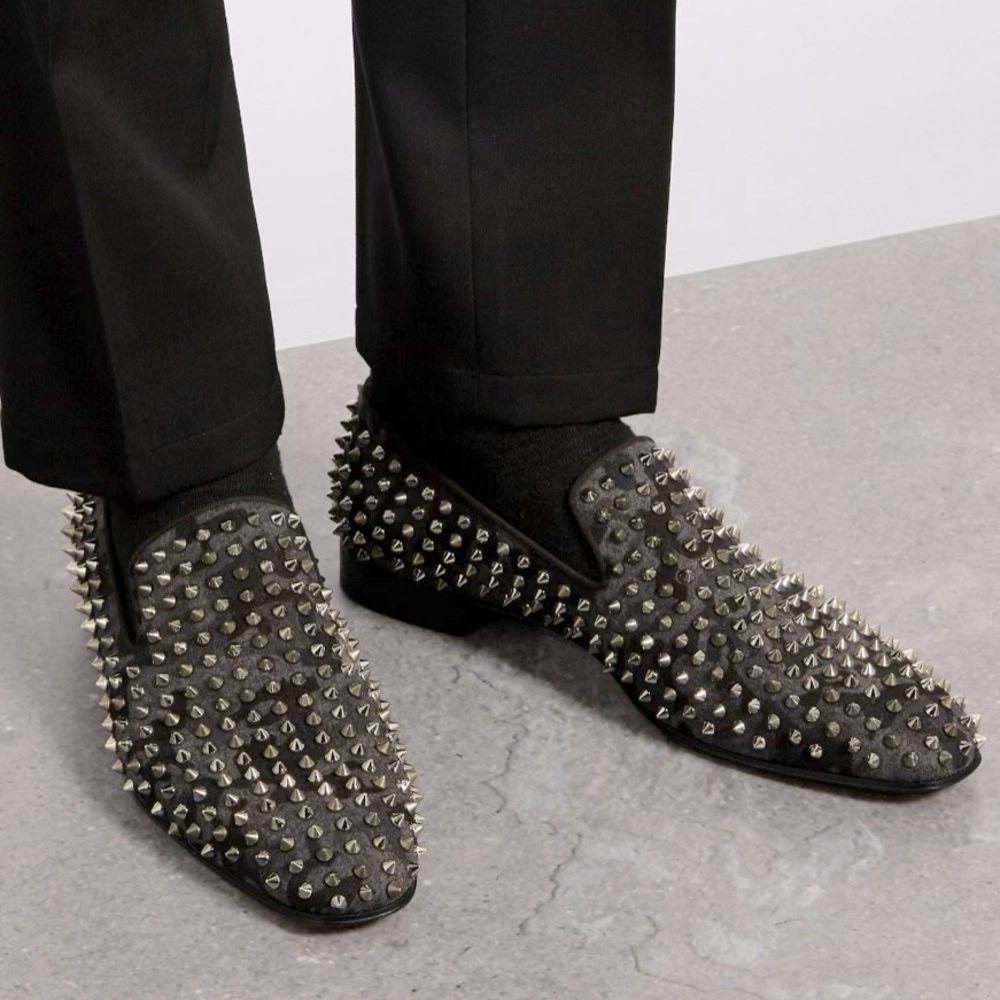 Christian Louboutin Black Spiked Loafers